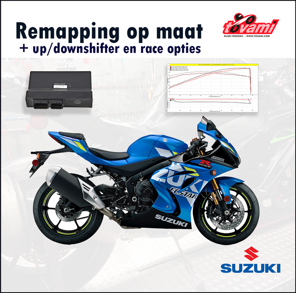 Tovami remapping, quickshifter, autoblip and race options Suzuki GSXR1000 2017-2020